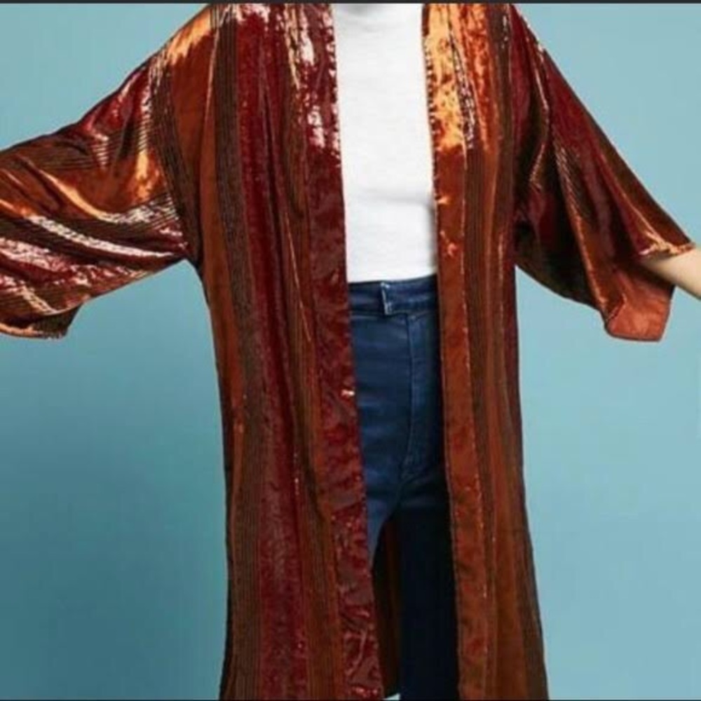 Anthropologie Bronze Open Front Duster
